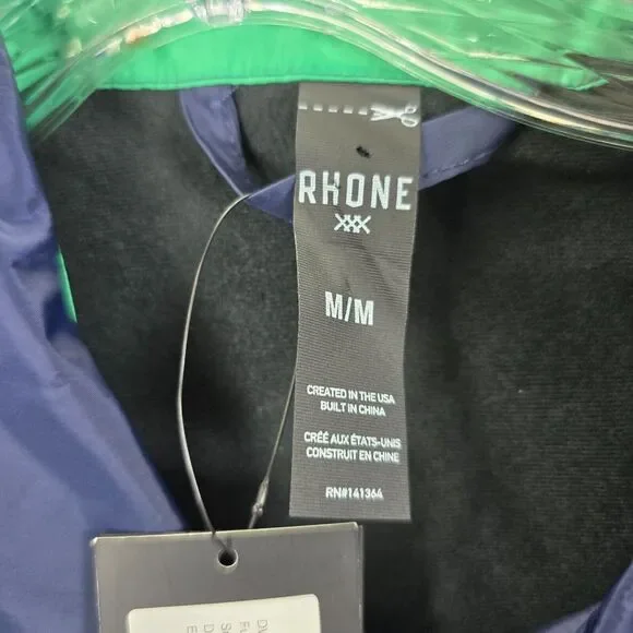NWT Rhone Men's 100% Polyester Lined Snap Button Windbreaker Jacket Size M